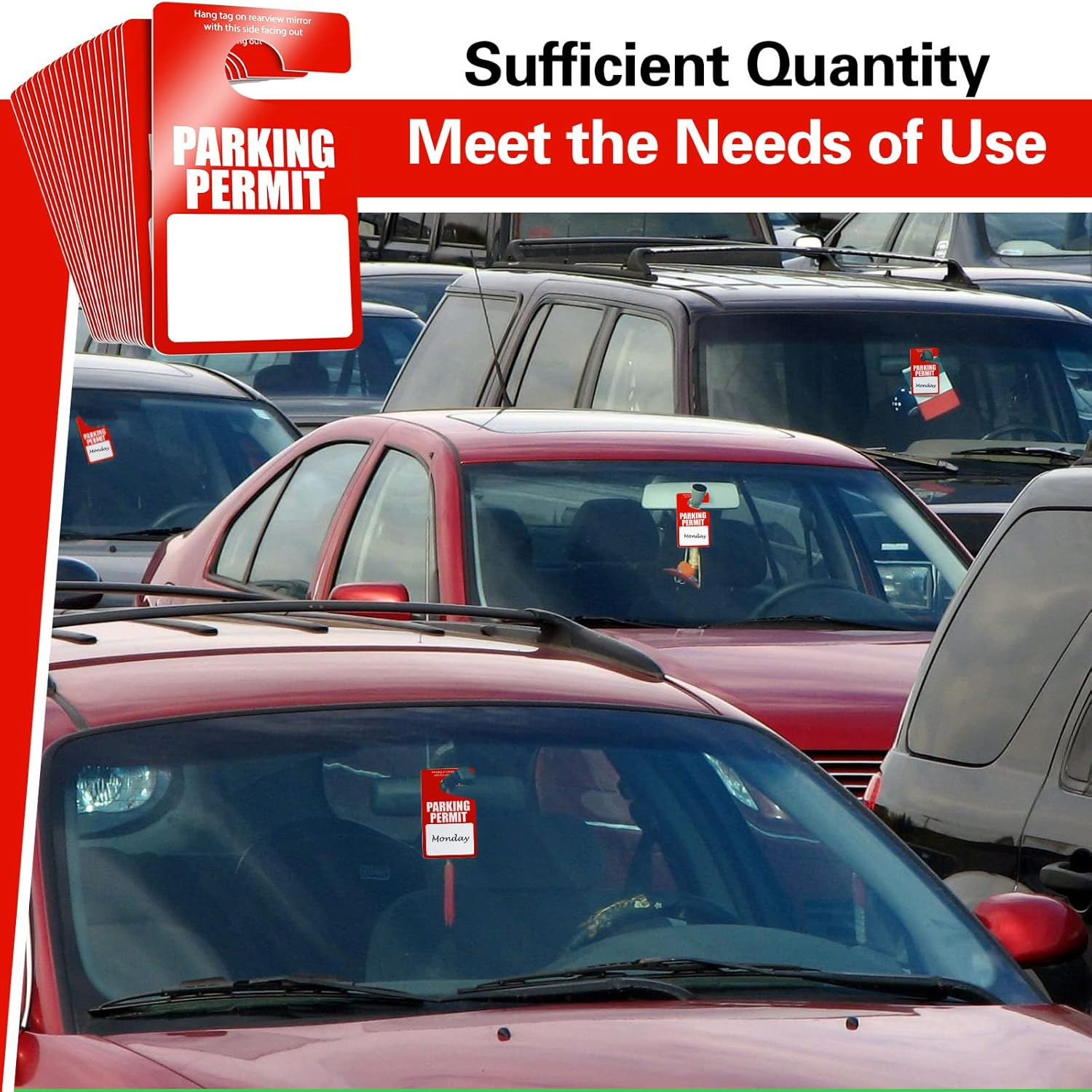 100 Pack Parking Permit Hang Tags Plastic Parking Placards PVC Hang Tag 3 X 5 In