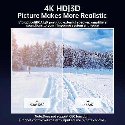 4K HDMI Audio Extractor Converter, HDMI Audio Video Splitter Adapter + Optical