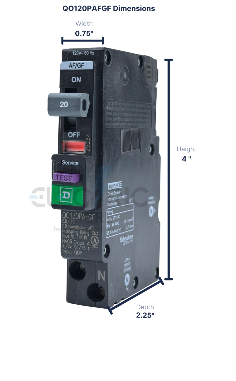 8 PCS QO120PAFGF SQUARE D QO 1P 20A AF/GF DUAL-FUNCTION CIRCUIT BREAKER