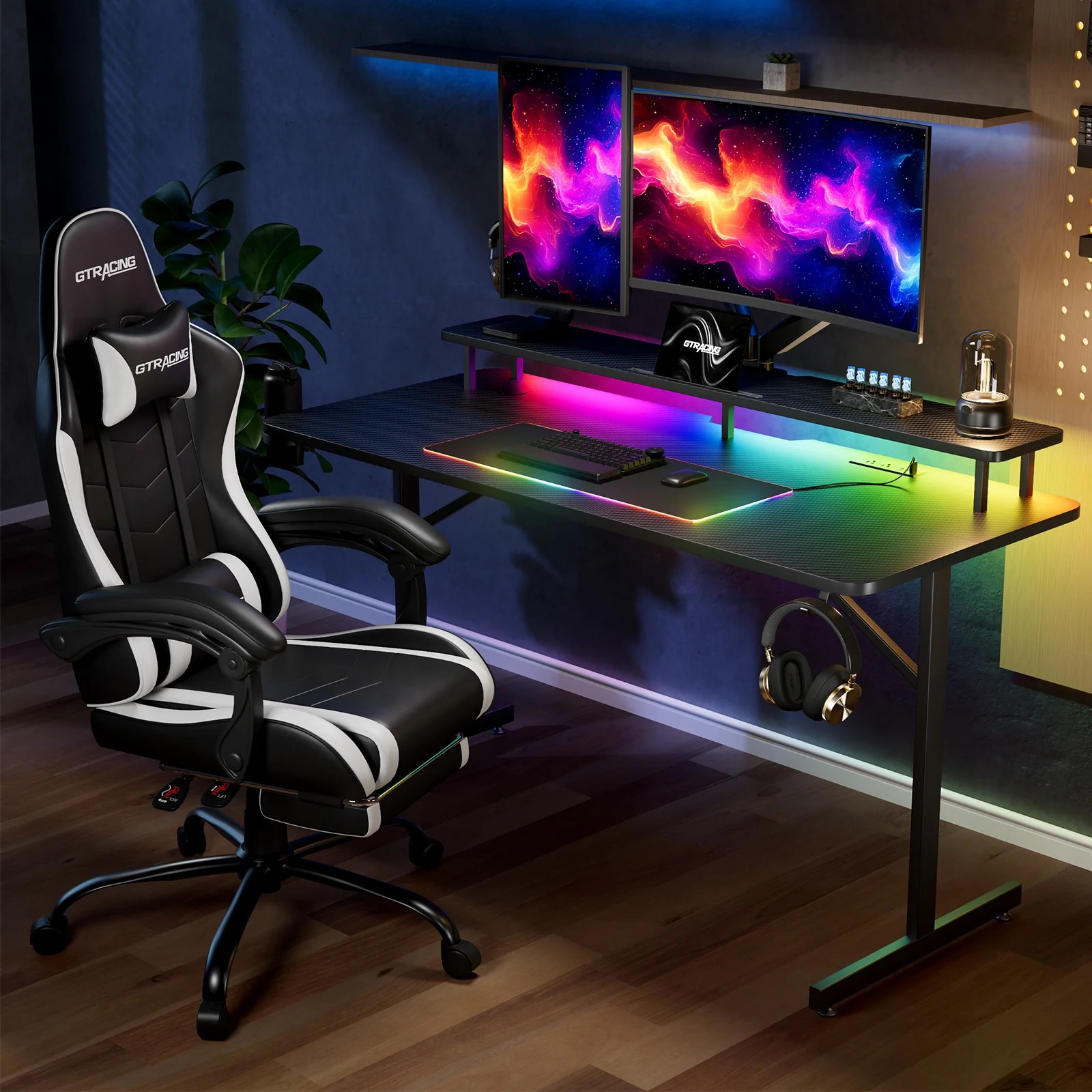 GTRACING GTZ-510-RGB Lumina Elite LED Gaming Desk, Integrated RGB Lighting,