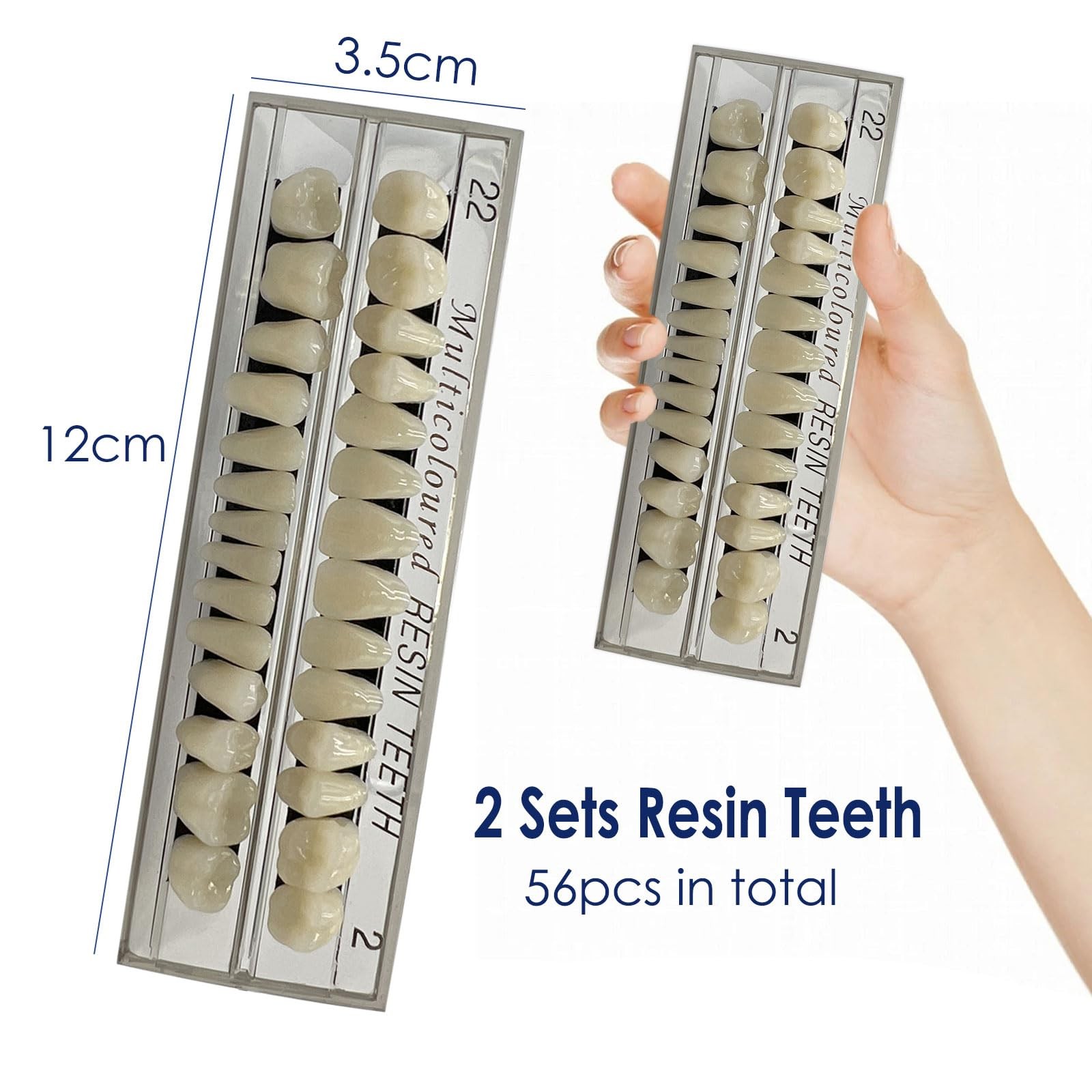 56 Pcs False Teeth Fake 2 Sets Synthetic Resin Dental Tooth, 22 A2