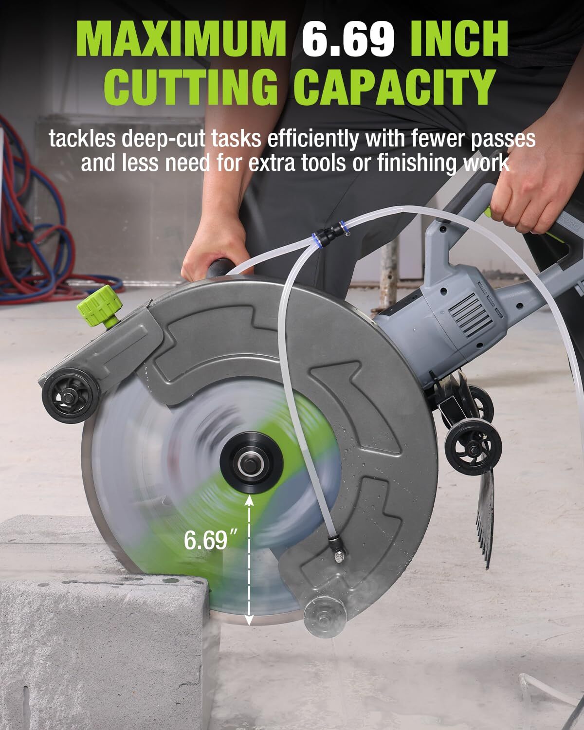 WORKPRO 16″ Wet Concrete Saw 1600W 3100RPM Electric Concrete Saw Max Depth 6.69″