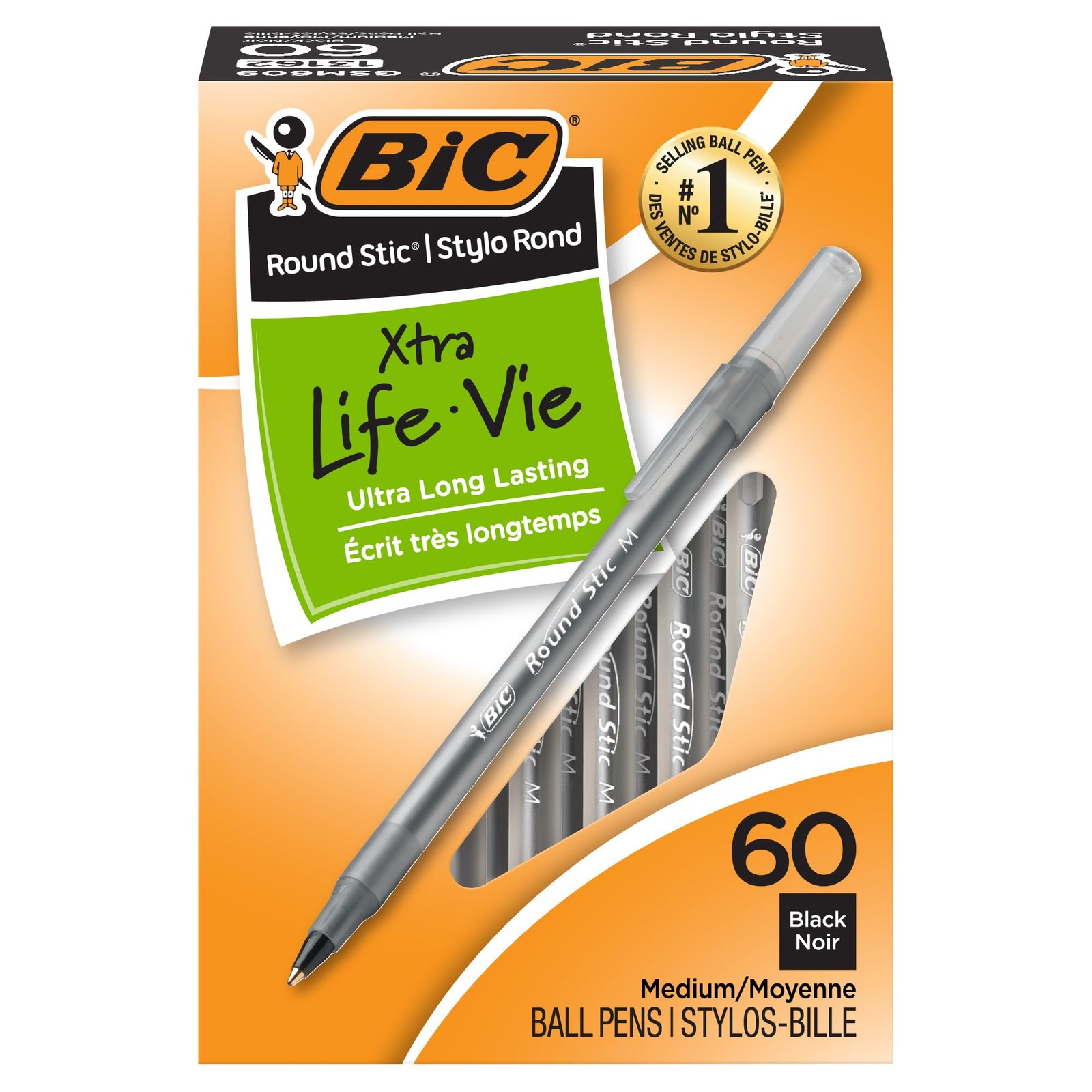 BIC Round Stic Xtra Life Ballpoint Pen, Ultra Long Lasting and Consistent Ink Fl