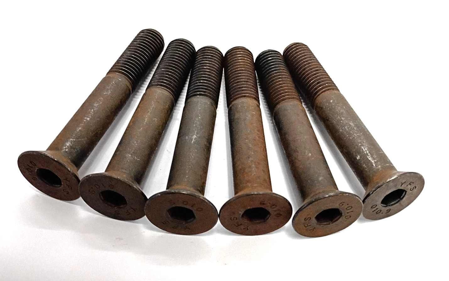 PARTIALLY THREADED FLAT HEAD BOLTS, M16X2.0 THREAD, 95MM OAL, 10MM HEX, LOT OF 6