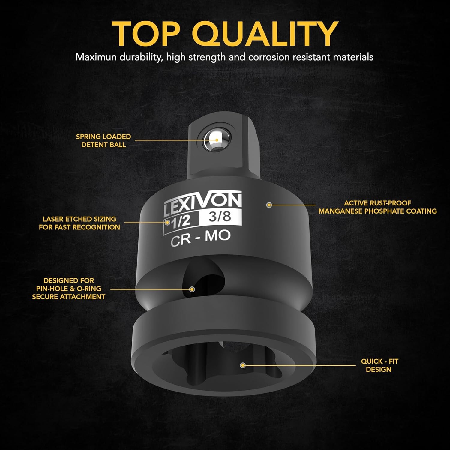LEXIVON Impact Socket Adapter Reducer 4-piece Set,Impact Driver Conversion LX112