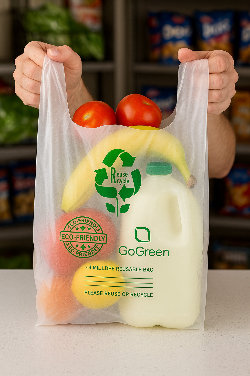 1/6 Clear Reusable T-Shirt Bags 3 Mil Extra Heavy Duty 11.5×6.5×21 Bulk Qty