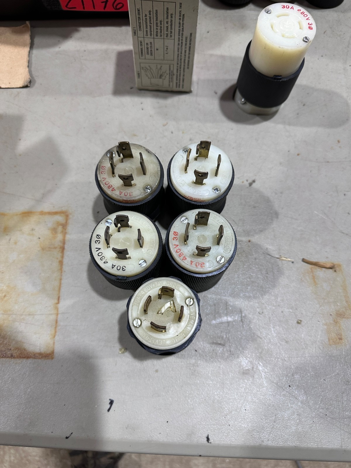 Twist-Lock Plug, 30A 480V 3Ph – Lot of 5, Hubbell HBL2731P & others