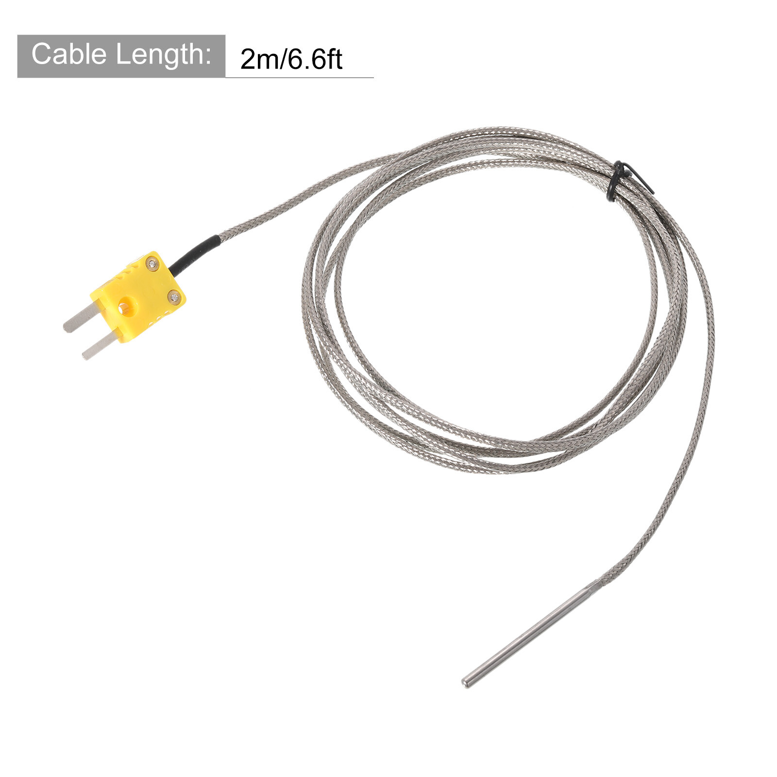 3pcs K Type Thermocouple with Mini Connector Plug Temperature Sensor Probe 6.6ft