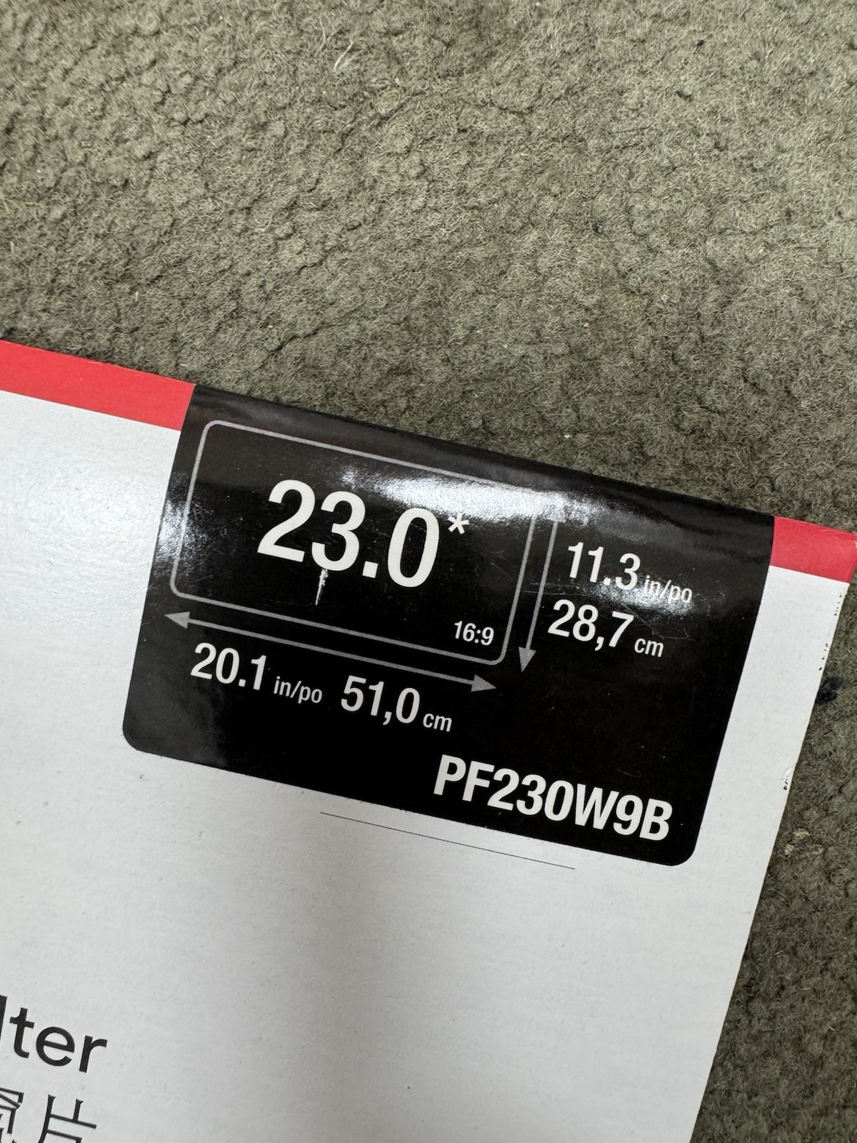3M Frameless Blackout Privacy Filter for 23 in. Monitor PF230W9B 16:9 Ratio New