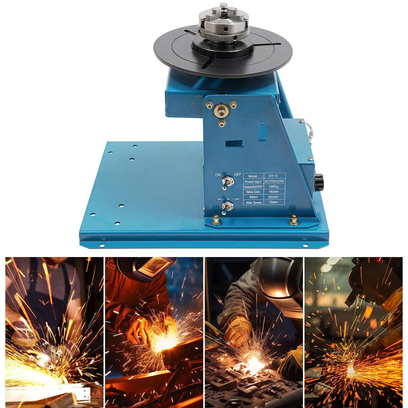 110V 10KG Rotary Welding Positioner , 0-90° Welding Positioning Turntable Table,