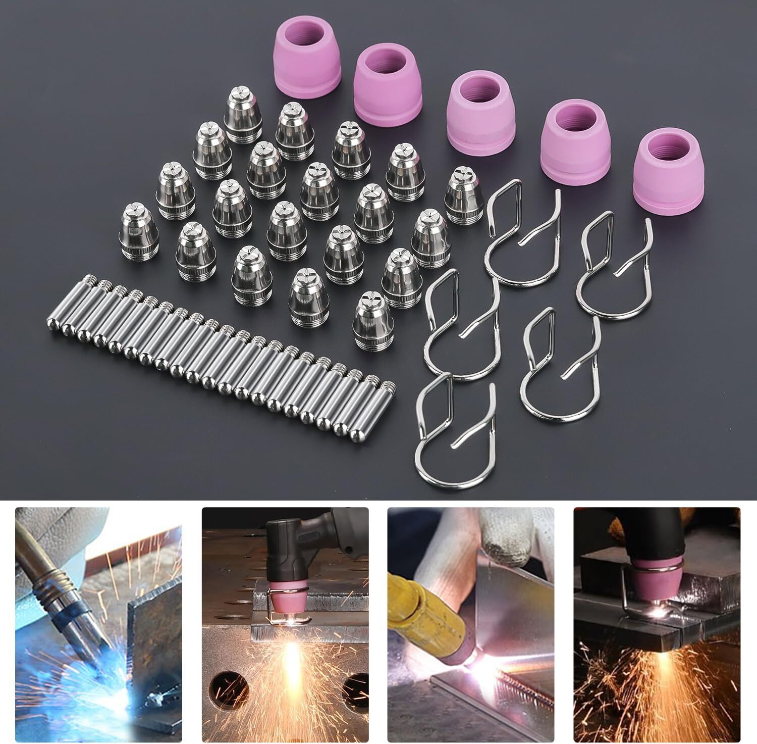 60pcs Plasma Cutter Torch Consumables Kit for SG-55, AG-60, WSD-60 CUT50 60Amp