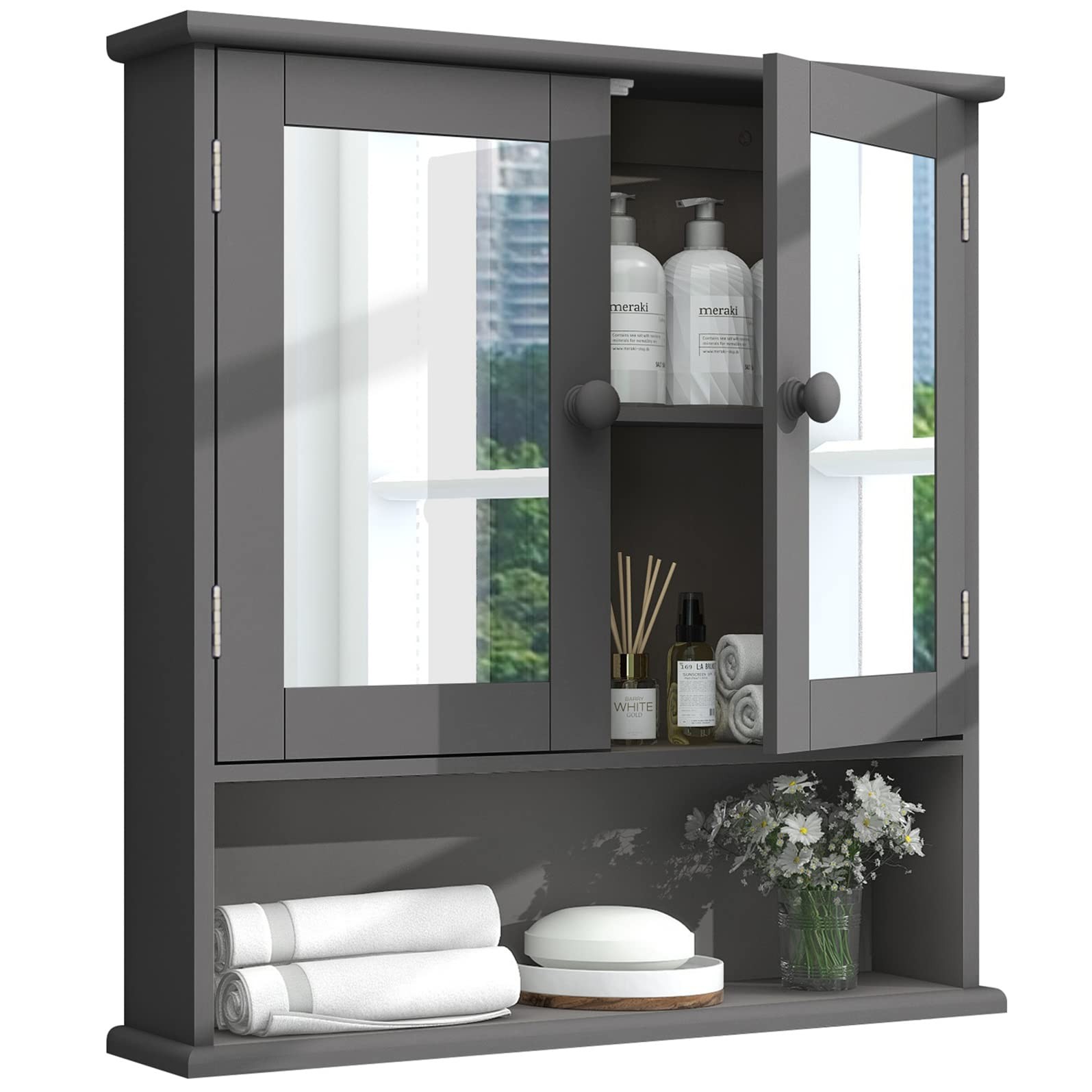 TaoHFE 20.1 inches (W) x 22.8 (H) x 5.1 (D), Grey With Mirror