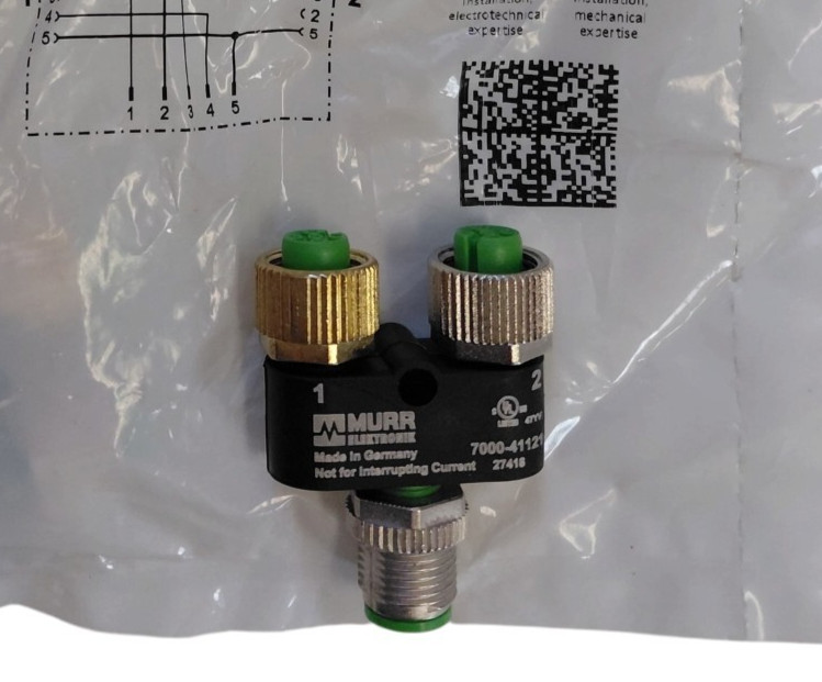Murr Elektronik 7000-41121-0000000 M12 T Coupler 5-Pin Male to Dual Female IP67