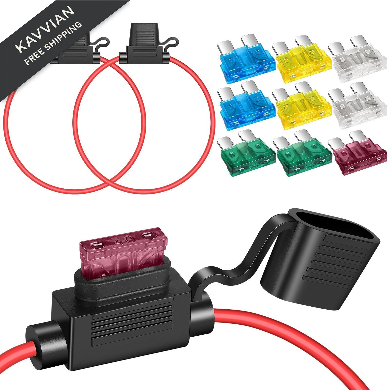 Quelong 2 Pack 12 AWG Inline Fuse Holder 11.8 Inch 12V ATC/ATO Blade Fuse…