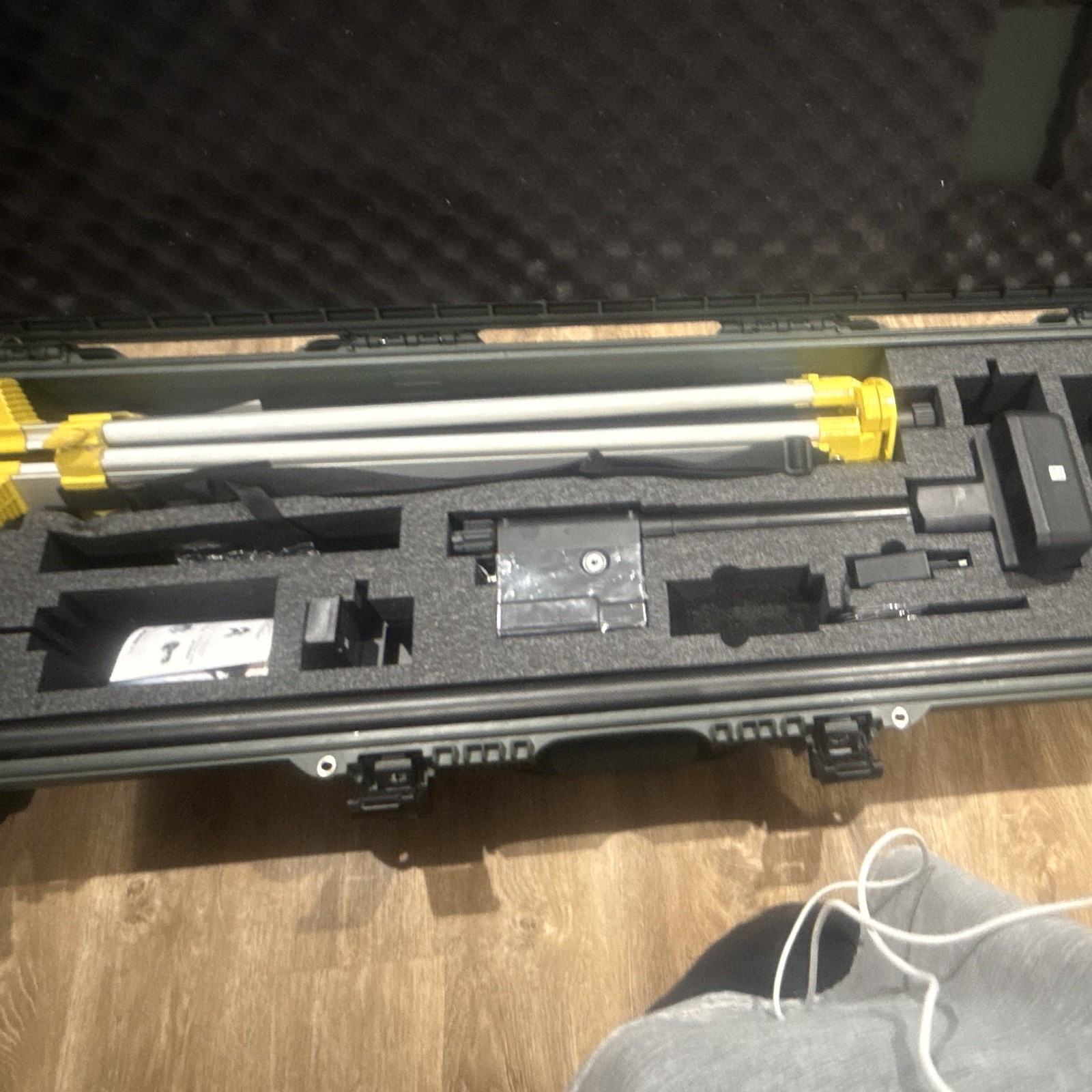 DJI RTK 2 Base Station Tripod w/ Yellow/Gray Pole, Hard Case & Foam Inserts