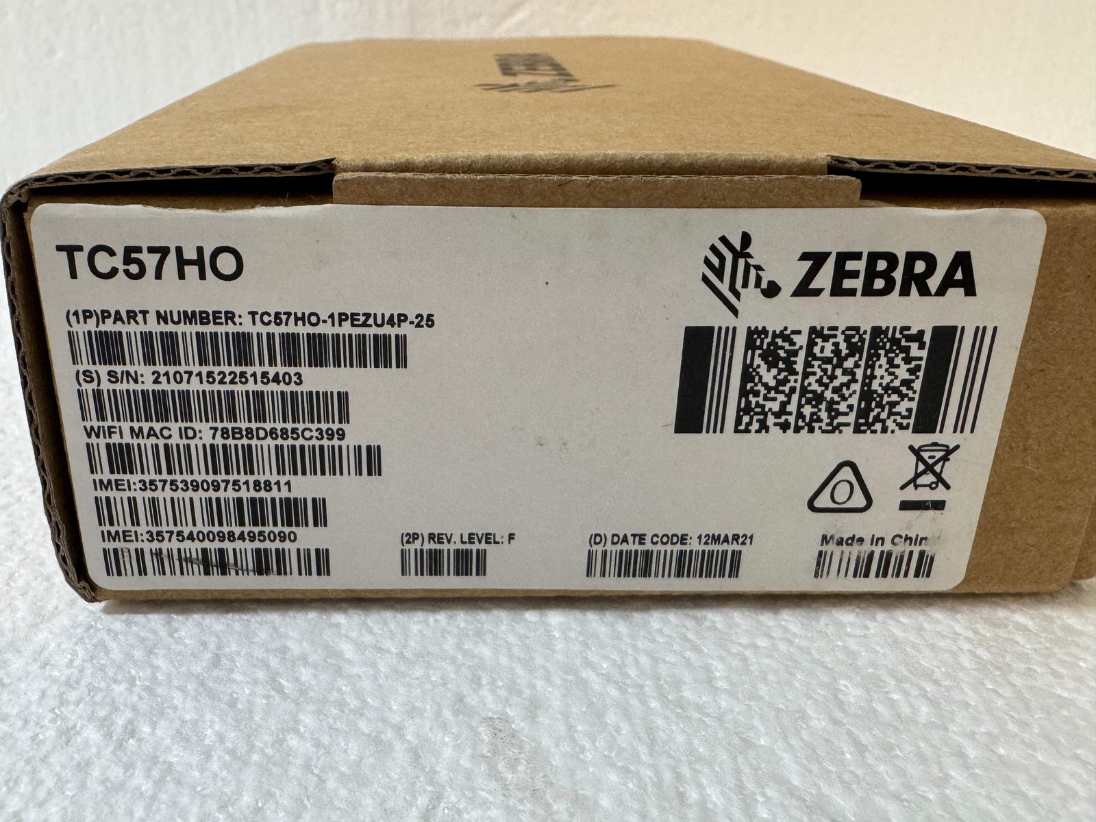ZEBRA TC57 Android TC57HO-1PEZU4P Mobile Barcode Scanner with Battery – NEW