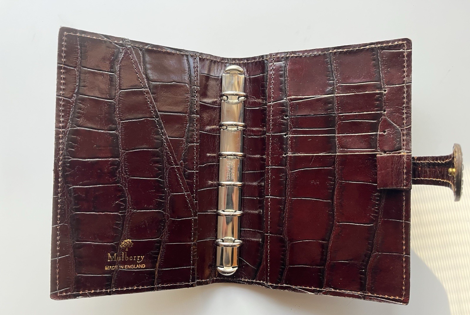Vintage Mulberry Agenda Planner Mahogany Brown Croc/ Filofax Pocket Size/Krause
