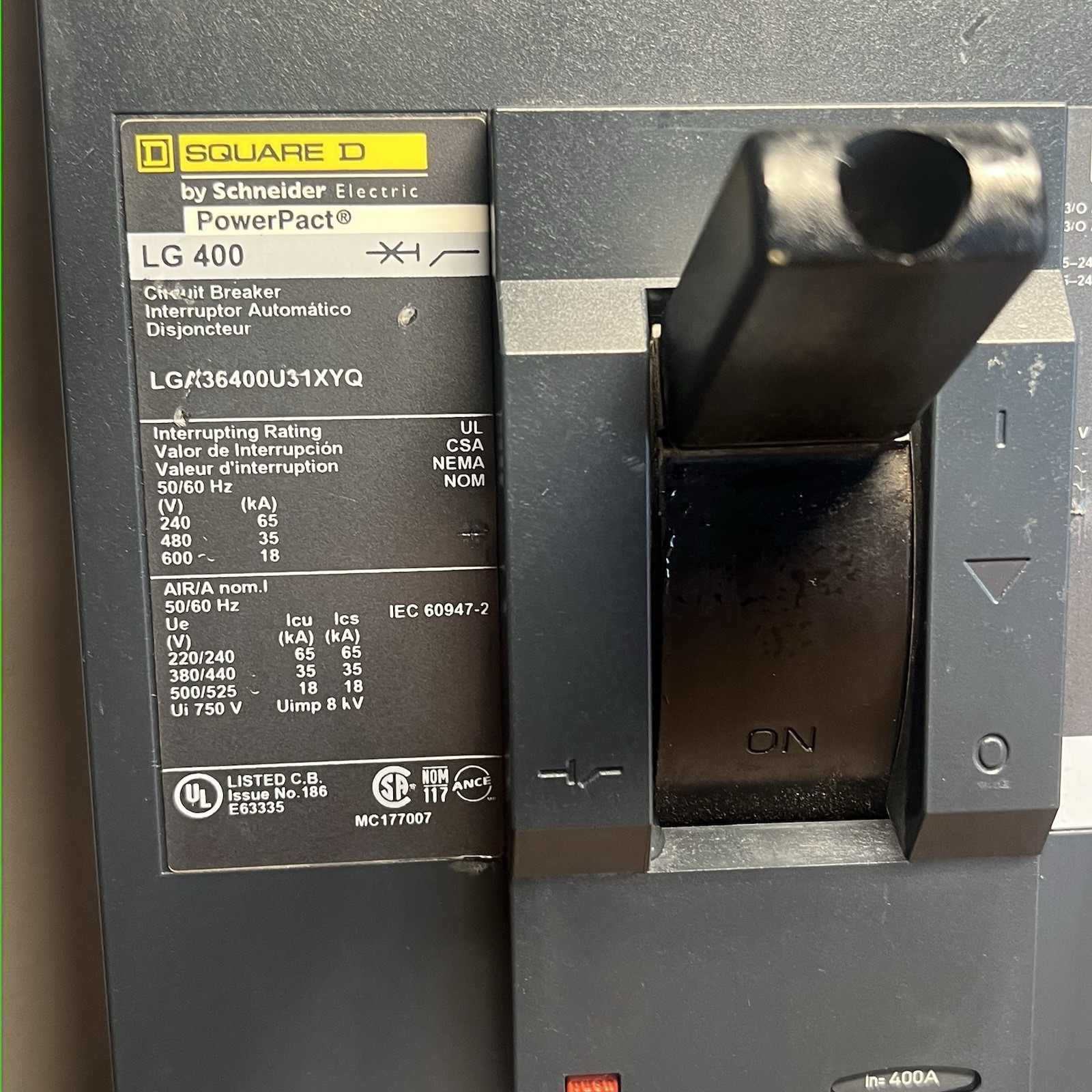Square D Schneider PowerPact LG400 400A 3-Pole LGF36400U31XYQ
