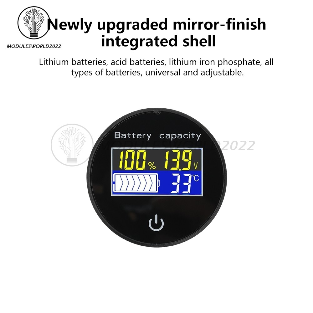 LCD Digital Battery Level Indicator Voltage Power Percentage Temperature Display