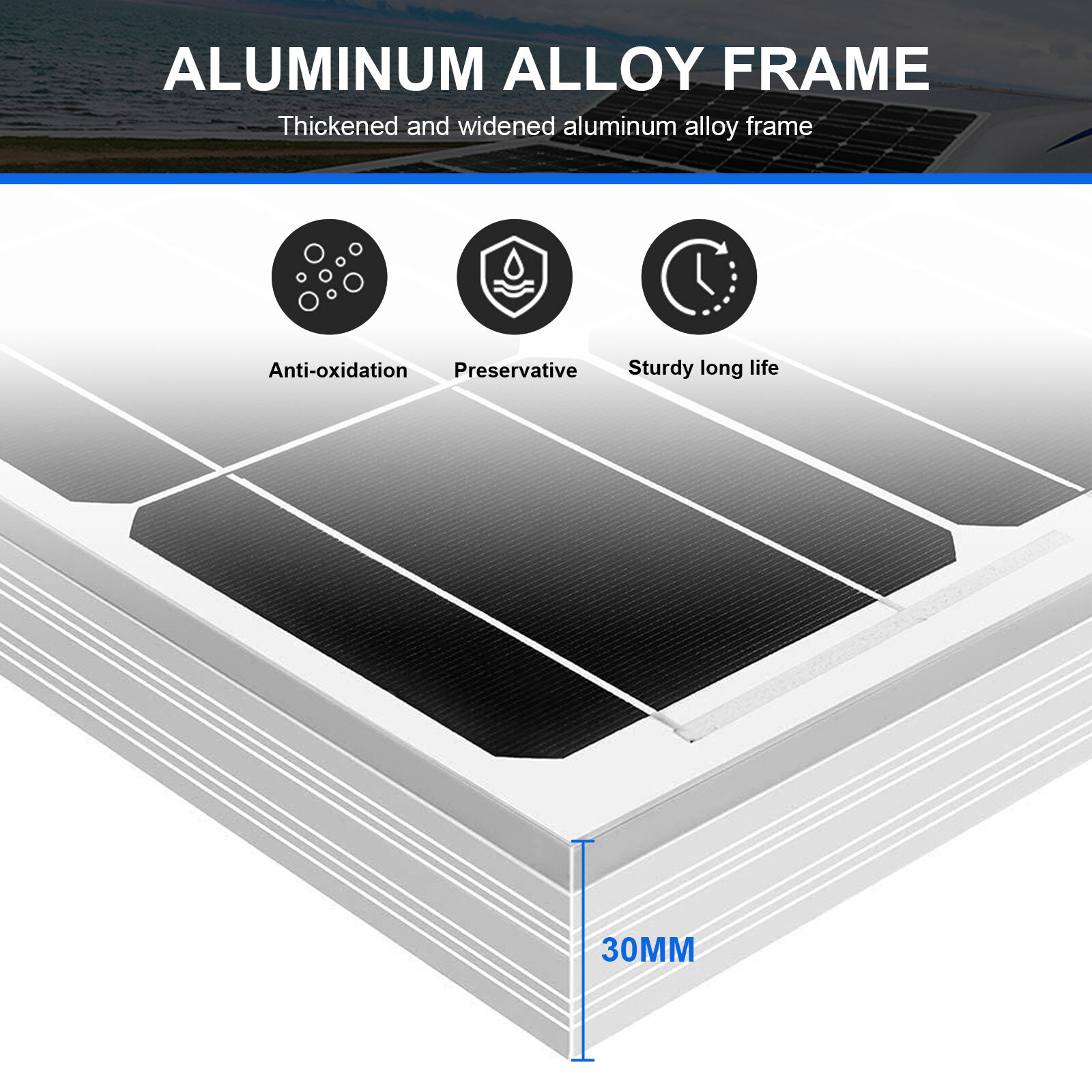 100 Watt 12V 23% High Efficiency Mono Solar Panel PV Module for Marine Caravan