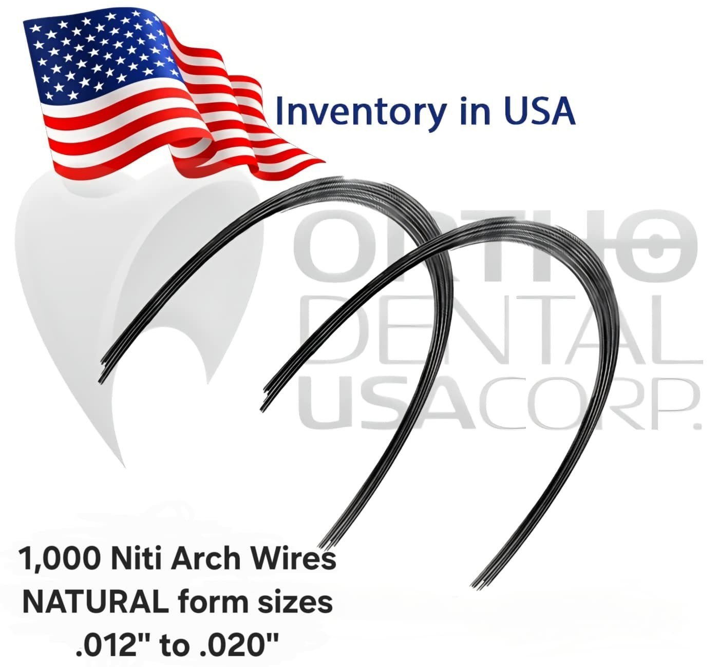 1,000 Niti Arch Wires NATURAL form sizes .012′ to .020′ Orthodentalusa Corp. CAN