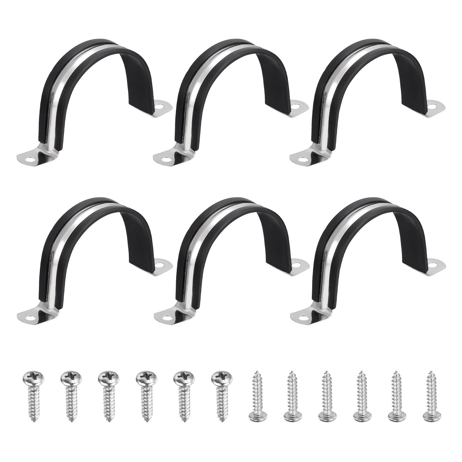 6pcs 57mm (2-1/4″) cable clamp, for rubber coated ties, black