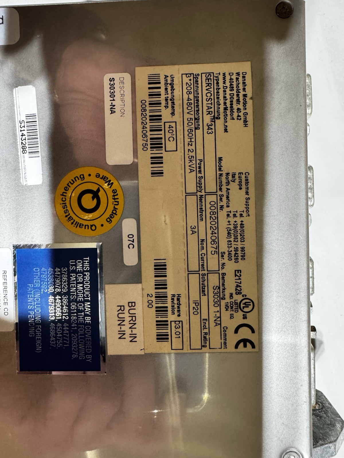 Used & Tested KOLLMORGEN SERVOSTAR 343 / S3030-1-NA Servo Drive