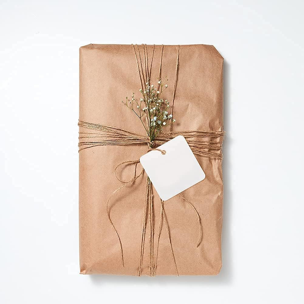 White Paper Gift Tags with String, 100PCS Square Hang Tags, 2.2 in Blank Present