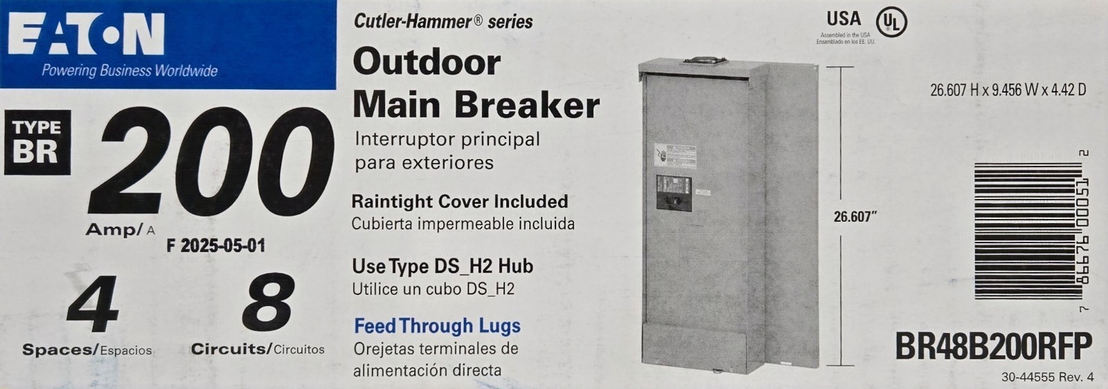 Eaton BR Outdoor Main Breaker Load Center – BR48B200RFP