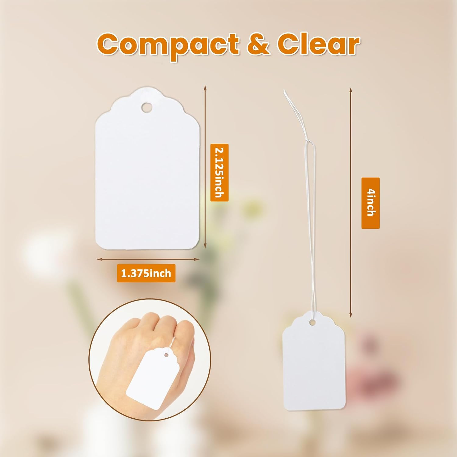 White Price Tags with String Attached 1000 PCS, 1.375 X 2.125 Inches, Goefun Wri