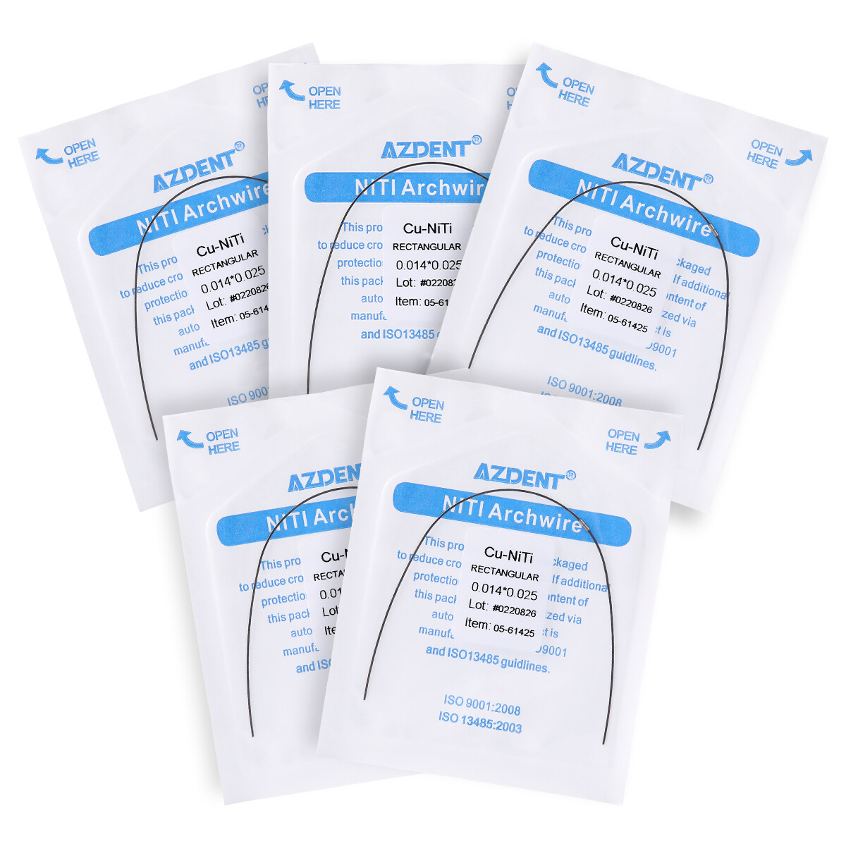 Dental Orthodontic Cu NiTi Copper Rectangular Arch Wire & Stops Preformed AZDENT