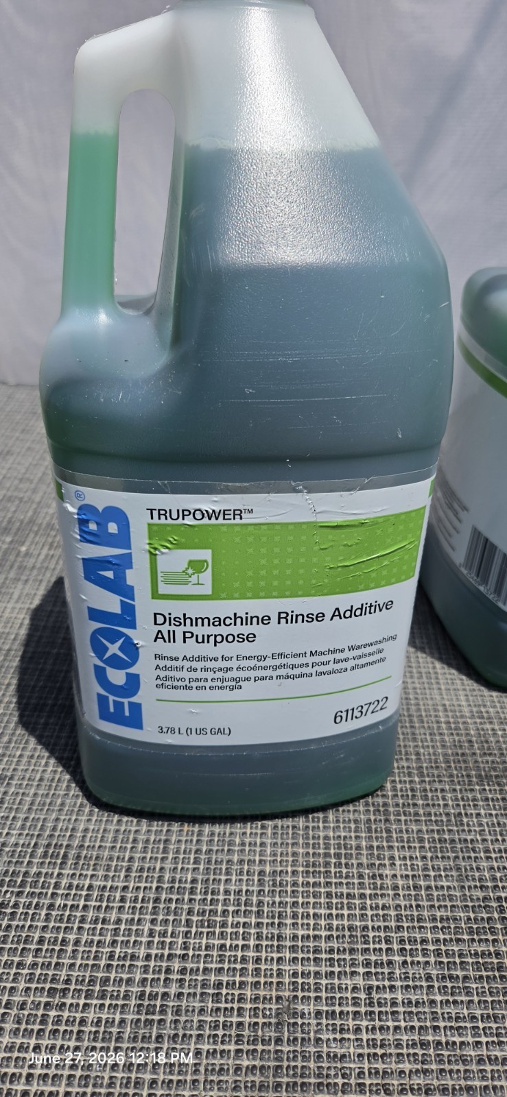 ECOLAB 6113722 Trupower All Purpose Dishmachine Rince Additive 2 Gallons
