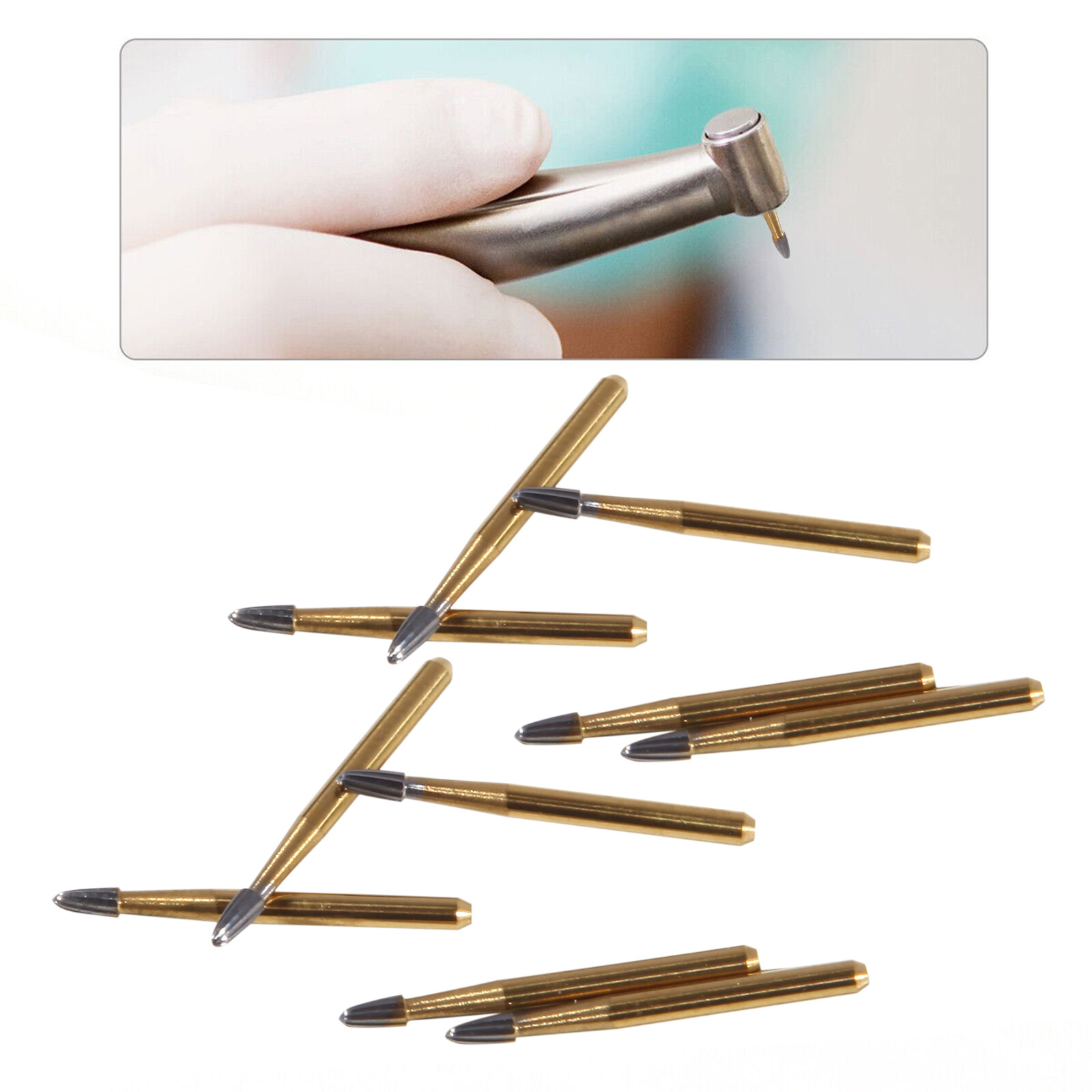 10Pcs Dental Tungsten Carbide Burs Trimming & Finishing Egg Football FG 7404 ns