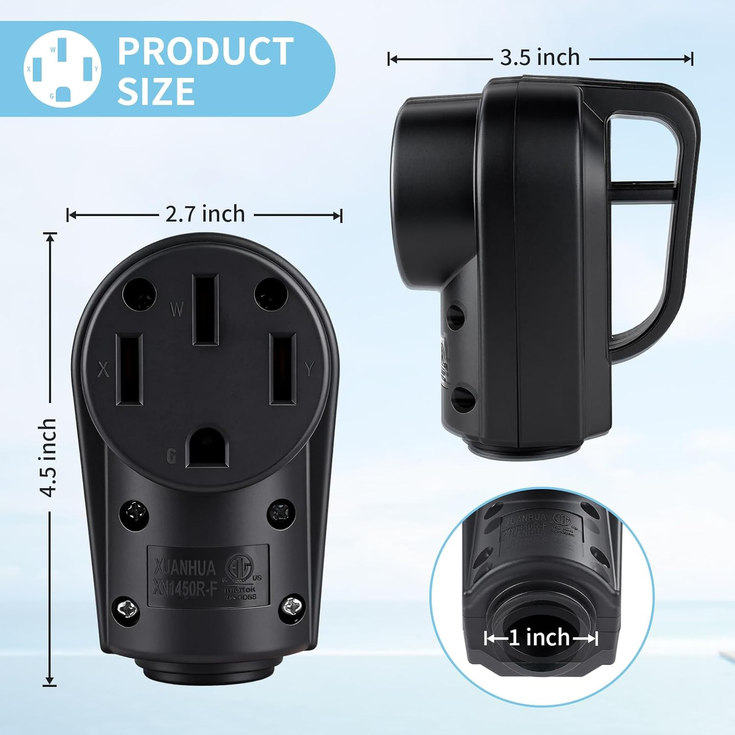 50 Amp RV Replacement Plug ETL Listed 125/250 Volt Heavy Duty Male NEMA Ergon