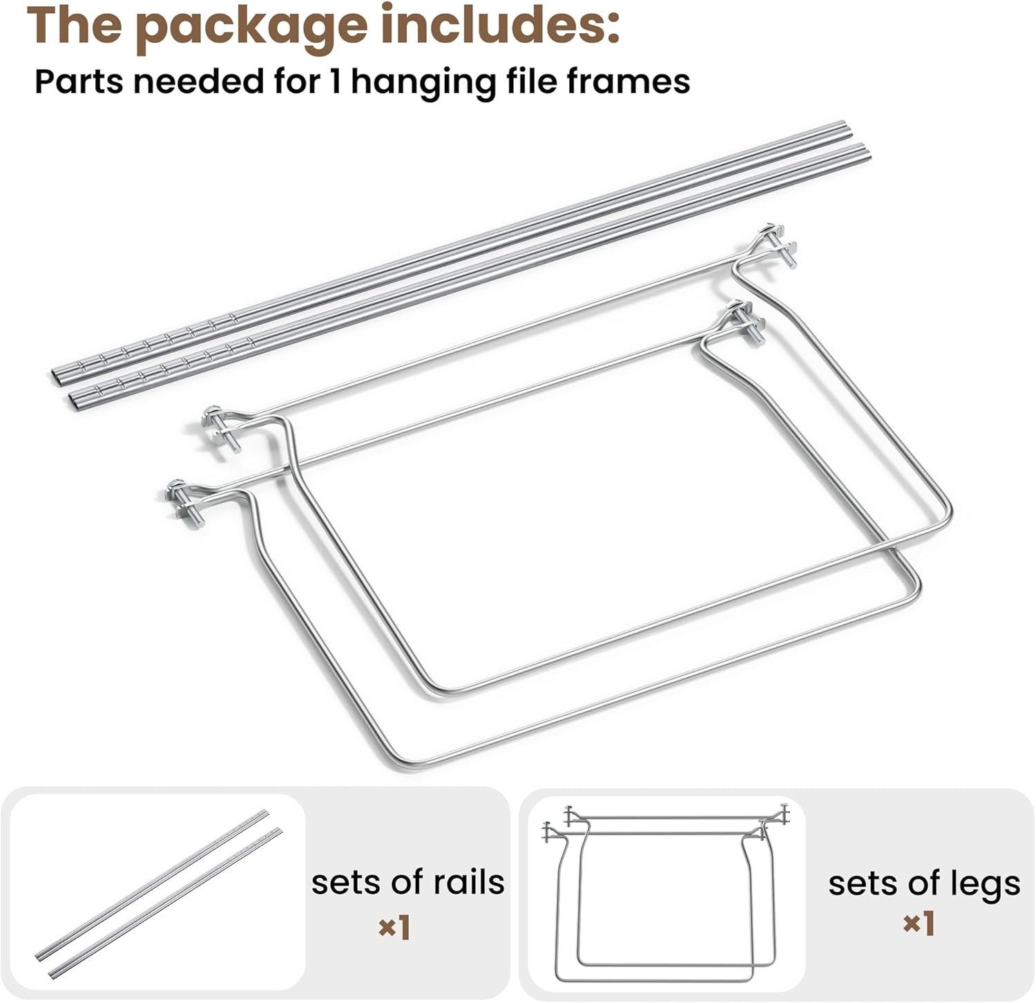 SUNEE Hanging File Folder Frame, Letter Size Files Holder Bars 17.5 Inches, Set