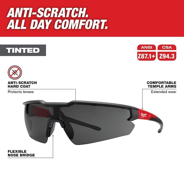 Milwaukee Tool 48-73-2016 Safety Glasses, Gray Lens, Anti-Scratch, Flexible
