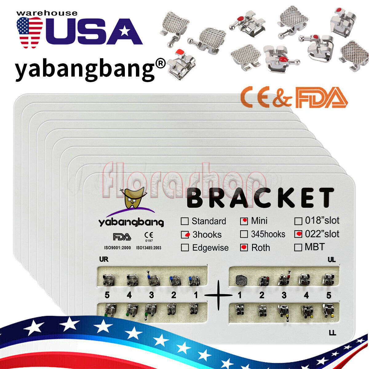 Dental Orthodontic Mini/Standard Bracket Braces / Elastic Niti Arch Wires Up/Low