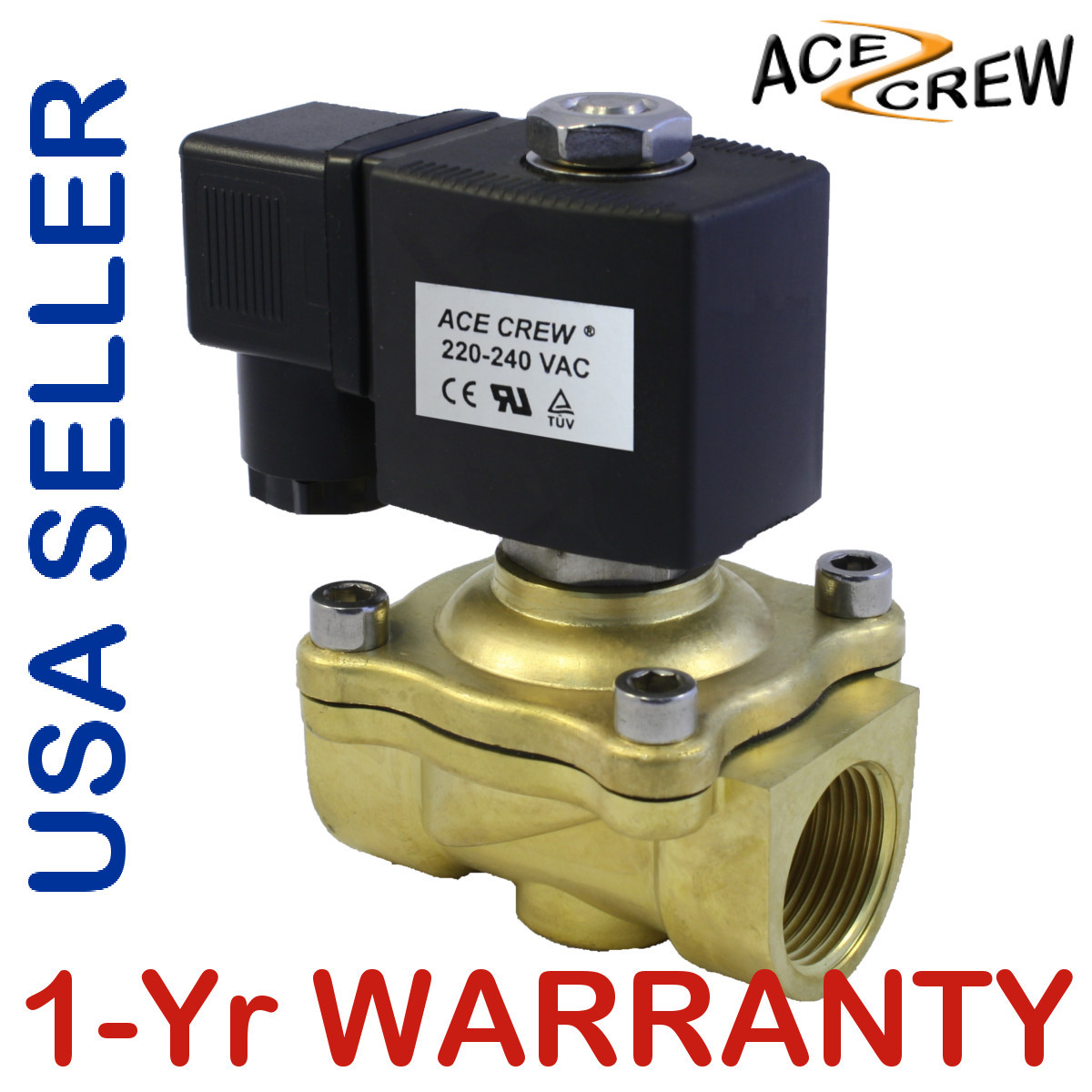 3/4 inch 220V-240V AC Brass Electric Solenoid Valve NPT Gas Water Air N/C