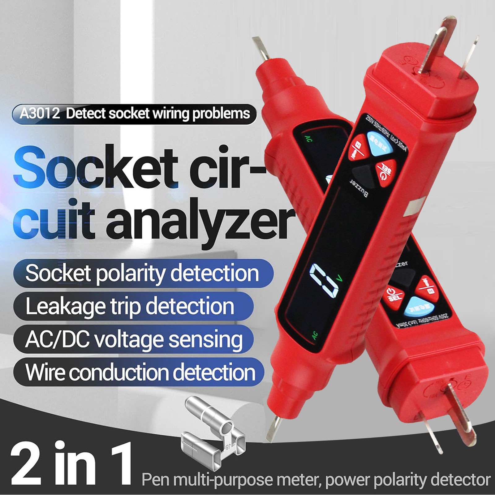 Non Contact Voltage Detector With LCD Display Neutral Live Wire Tester For Ci