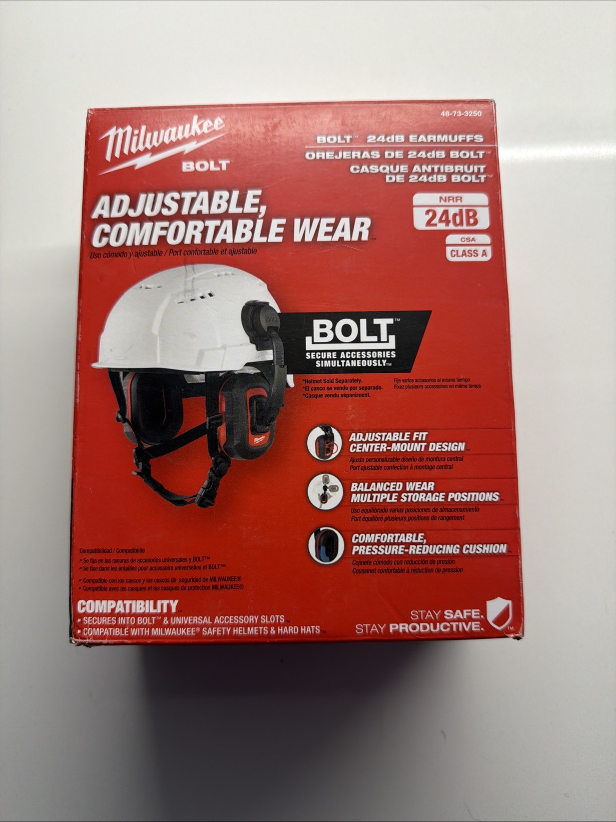 Milwaukee 48-73-3250 BOLT 24dB EARMUFFS, Use with Safety Helmets and Hard Hats