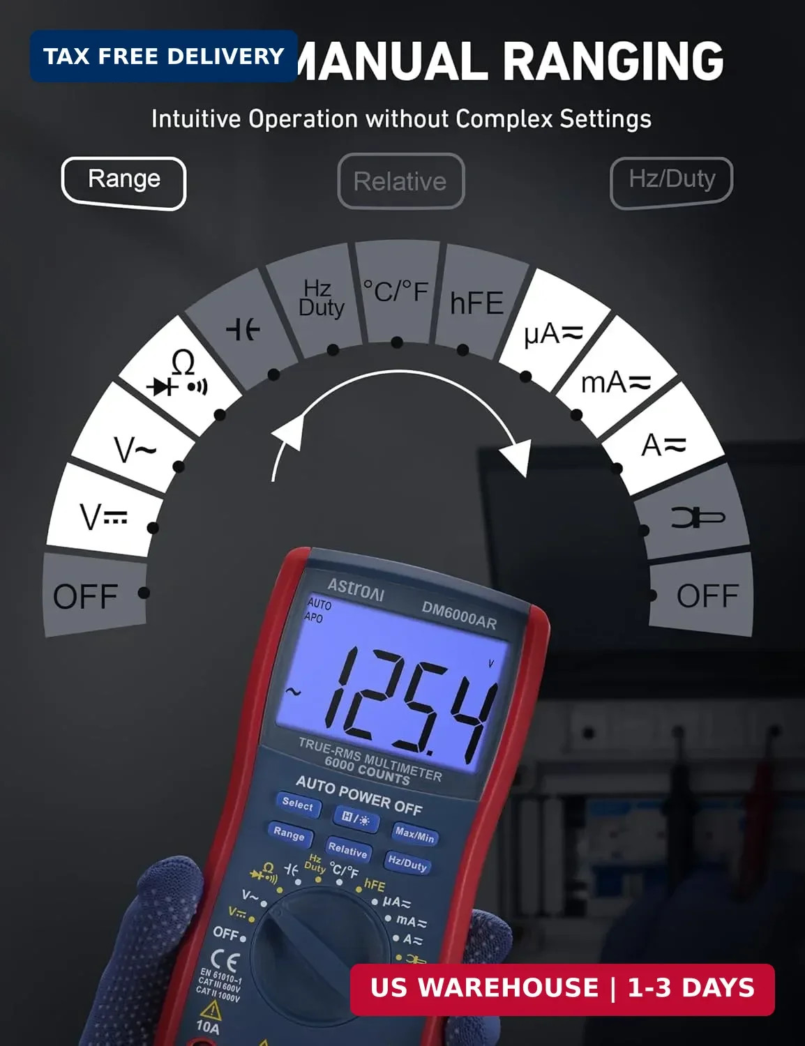 AstroAI Digital Multimeter, True RMS 6000 Counts Auto-Ranging Volt Meter for Aut