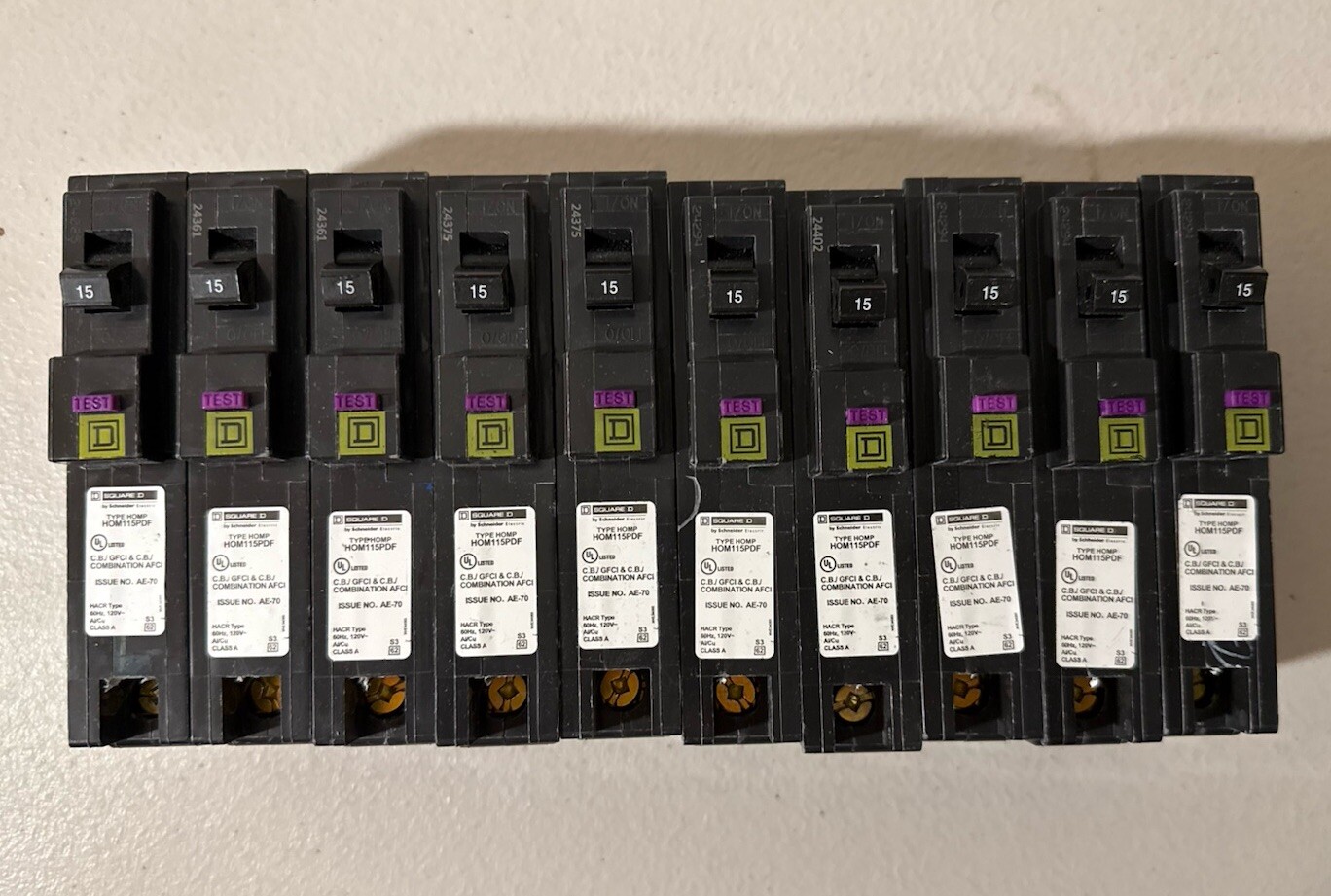 10PCS SQUARE D HOM115PDF HOM115PDFC 15A AFCI/GFCI