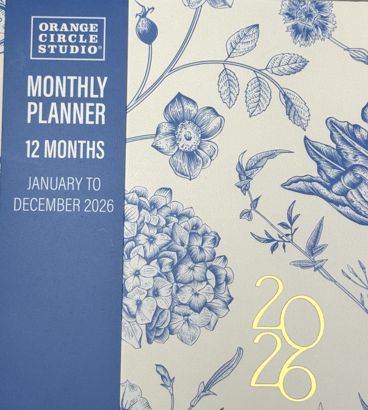 2026 Monthly 12 months Planner Orange Circle Studio OCS BOHO Blue Flowers Medium