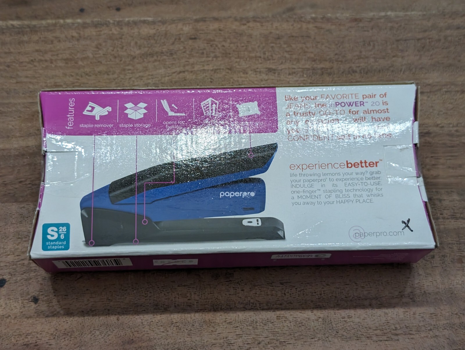 PaperPro inPOWER 20 One-Finger Desktop Stapler, Blue