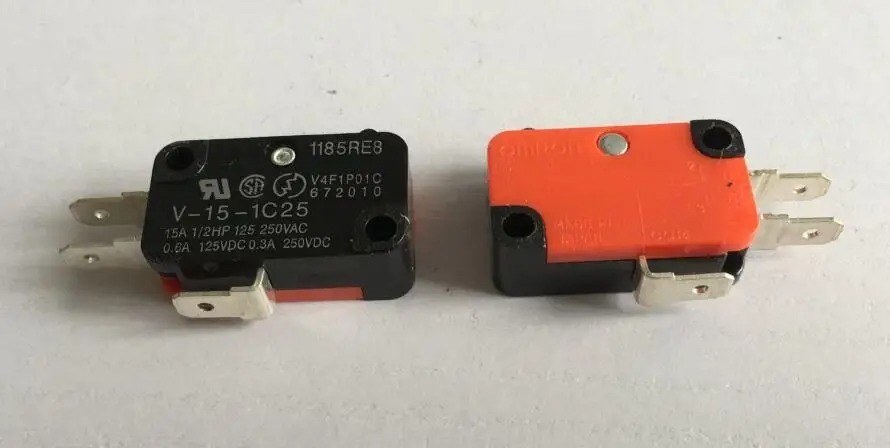 10PCS V-15-1C25 Micro Limit Switch SPDT Momentary Snap Button AC 250V 15A