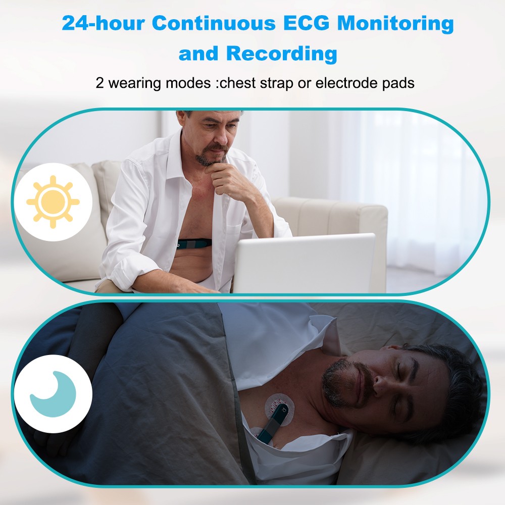 24 hours ECG/EKG Holter Monitor System with AI analysis Detects Afib PC Software