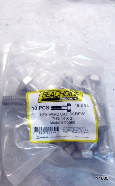 Seachoice 7/16-14 x 2 Hex Cap Screw SS 10/Bg Sc0122 00069