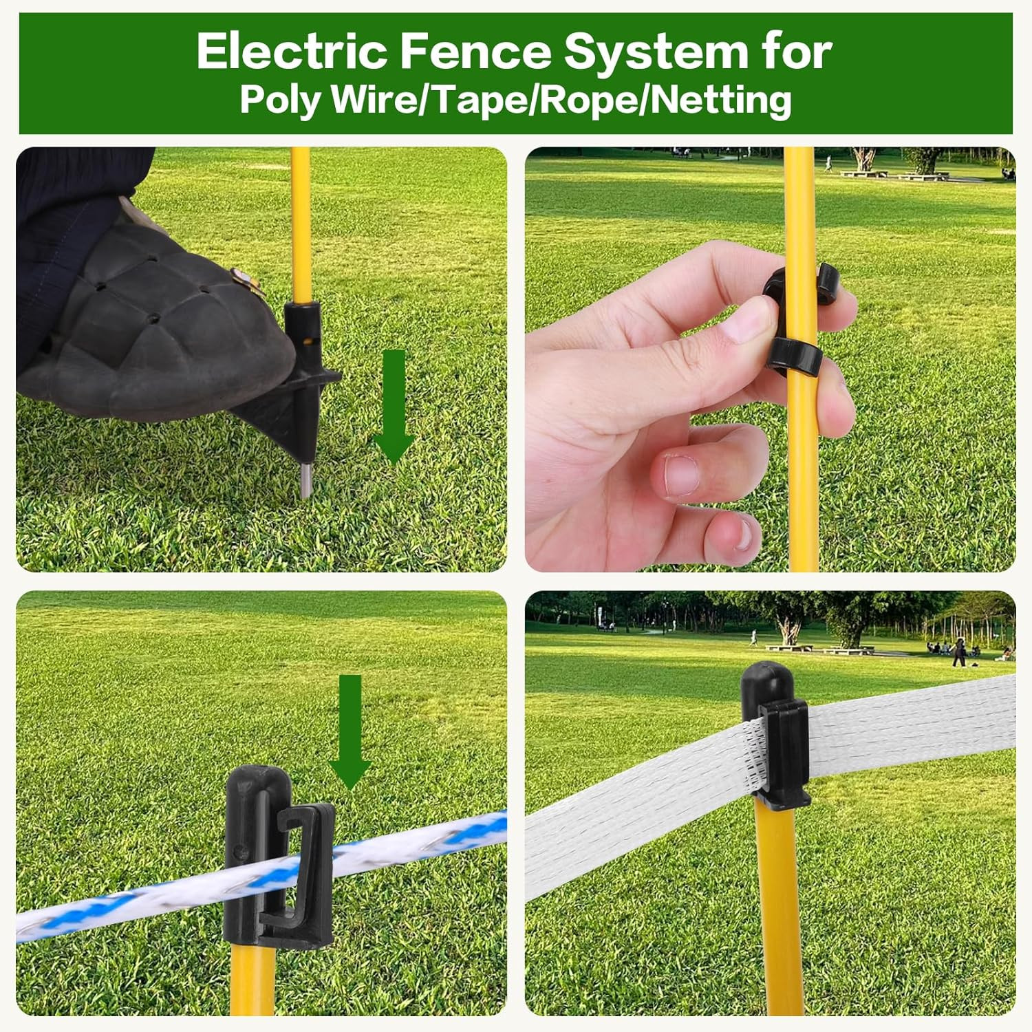 48-Inch Fiberglass Electric Fence Posts – 24 Pcs for Livestock and Gardens