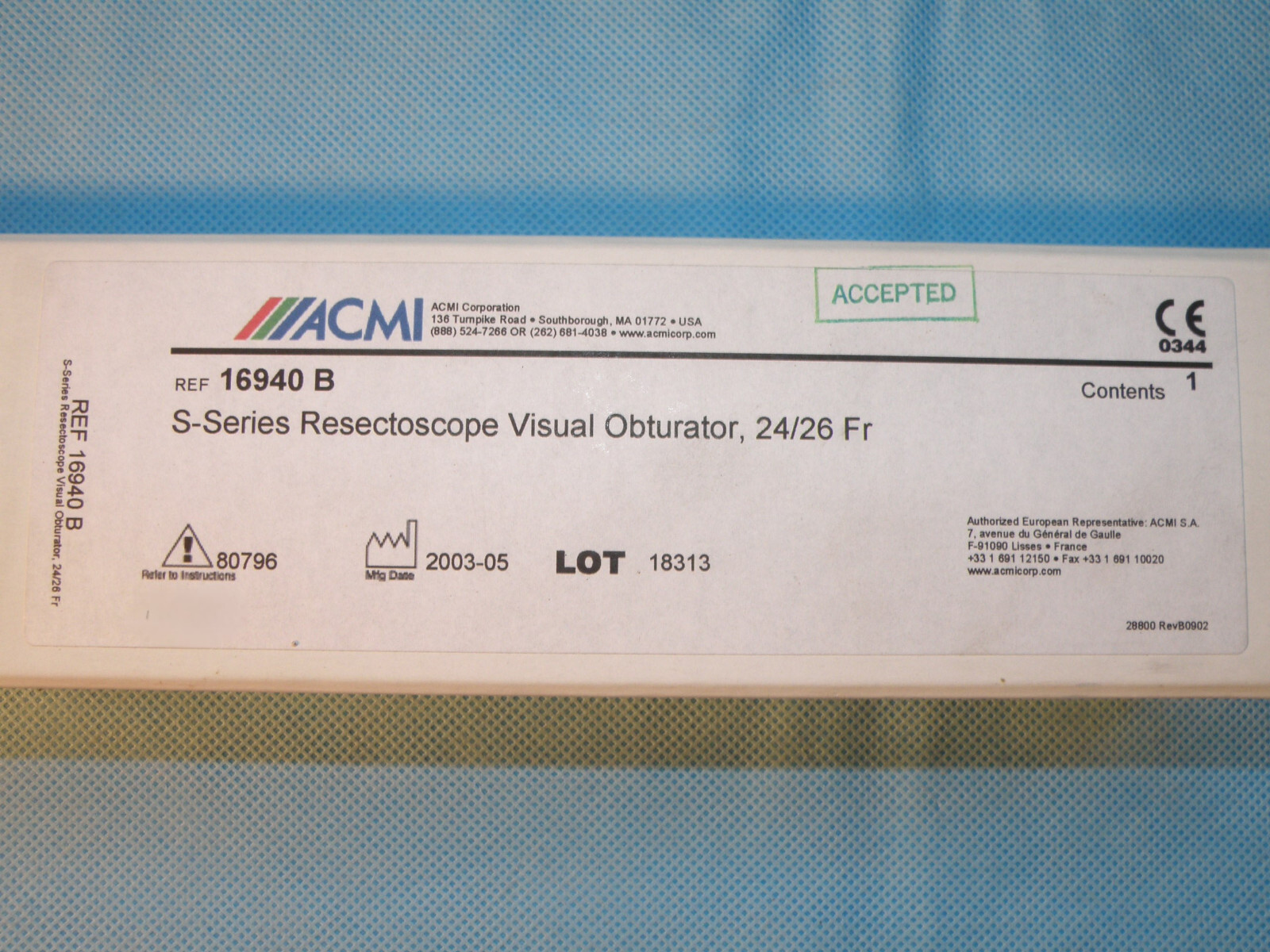 ACMI S-series fits STORZ resectoscope visual obturator for 24/26fr, 16940B