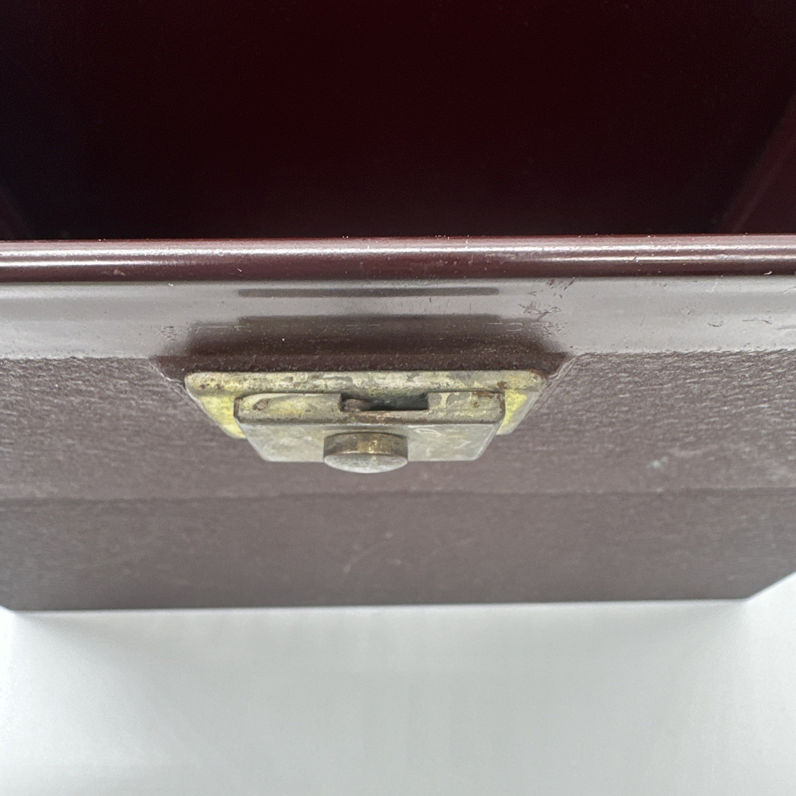 Vintage Yawman & Erbe Record Chest Metal File Storage Box Dark Mahogany Brown